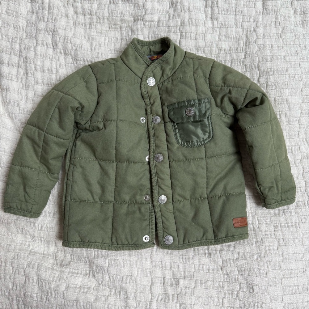 7 For All Mankind Olive Quilted Jacket - Size 12-18 Months